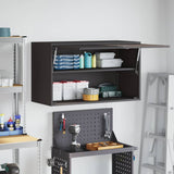 Wall Cabinet for Garage with Gas-lift Door Black 883260