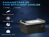 40L Car Refrigerator, Portable Compressor Cooler Box, Fridge Freezer w/ Inner LED Light, Foldable T3398P349479