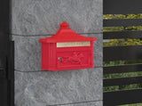 Wall Mounted Mailbox Red 40.5 x 16 x 45 cm Cast Aluminum 42023502