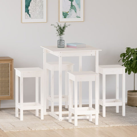 5 Piece Bar Set White Solid Wood Pine 3124738