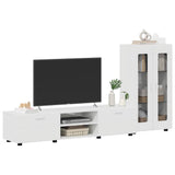 TV Cabinet Set FLORIN 3 pcs High Gloss White Engineered Wood 3397938