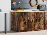 Garage Storage Cabinet Smoked Oak 40x51x85 cm Solid Wood Pine 860566