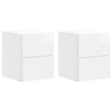 Wall-Mounted Bedside Cabinet with Drawer 2 pcs High Gloss White 898474