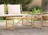 Outdoor Table Natural 80 x 40 x 40 cm Steel and Poly Rattan 42025146