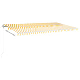 Manual Retractable Awning with LED 6x3.5 m Yellow and White 3070083