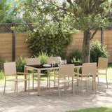 Garden Dining Set 7 pcs Beige and Black Poly Rattan 3365398