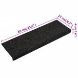Stair Mats Self-adhesive 15 pcs 65x21x4 cm Black Rectangular Edge 134563