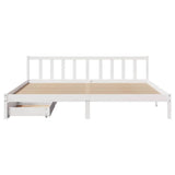 Bed Frame without Mattress White 200x200 cm Solid Wood Pine 3301484