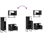 ZNTS 3 Piece Bathroom Furniture Set Black Engineered Wood 3214695