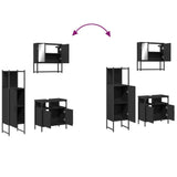 ZNTS 3 Piece Bathroom Furniture Set Black Engineered Wood 3214695