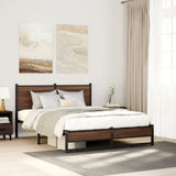 Metal Bed Frame without Mattress Brown Oak 140x200 cm 4007941
