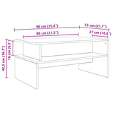 Coffee Table Old Wood 90 x 55 x 42.5 cm Engineered Wood 875155