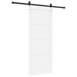 Sliding Door White and Black 83 x 202 cm Solid Pine Wood 3445398