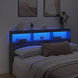 Headboard Cabinet with LED Concrete Grey 180x17x102 cm 839213
