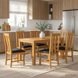 Dining Set 7 pcs Black Solid Oak Wood 3430373