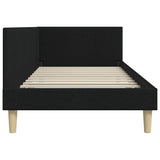 Corner Bed Frame Black 90 x 190 cm Fabric and Engineered wood 42016183