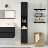 Bathroom Cabinet Black Oak 30 x 30 x 190 cm Engineered Wood 862805