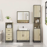 ZNTS 3 Piece Bathroom Furniture Set Sonoma Oak Engineered Wood 3301036