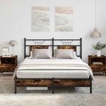 Bed Frame without Mattress Smoked Oak 140x200 cm Engineered Wood 4106891