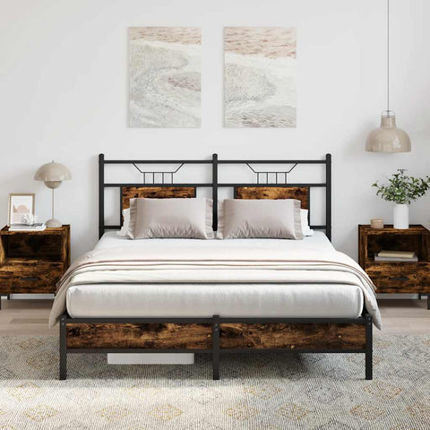Bed Frame without Mattress Smoked Oak 140x200 cm Engineered Wood 4106891