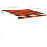 Manual Retractable Awning with Posts 3.5x2.5 m Orange and Brown 3069920