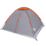 Camping Tent Dome 4-Person Grey and Orange Waterproof 94764