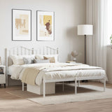 Metal Bed Frame without Mattress with Headboard White 140x190cm 373838