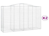 Arched Gabion Baskets 2 pcs 200x50x160/180 cm Galvanised Iron 3145703