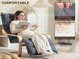 Curved Wooden Accent Chair, with Adjustable Footrest - Drak Grey T3398P344221