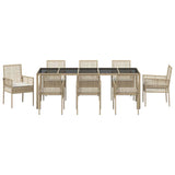 Garden Dining Set 9 pcs Beige Poly rattan 3334893