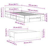 Bed Frame with Drawer without Mattress Sonoma Oak 75x190 cm Small Single 3280806