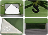 Cabin Tent with Roof Green 4-Person Polyester and Steel 42028579