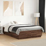 Bed Frame without Mattress Brown Oak 140x190 cm 3209736