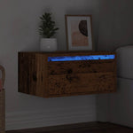 ZNTS Wall-mounted Bedside Cabinet with LED Lights Old Wood 860225