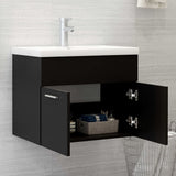 Sink Cabinet with Built-in Basin Black Engineered Wood 3071271