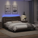 ZNTS Bed Frame with LED Lights Grey 160x200 cm Faux Leather 3213944