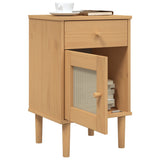 Bedside Cabinet SENJA Rattan Look Brown 40x35x65 cm Solid Wood Pine 358013