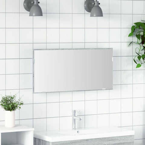 ZNTS Bathroom Mirror Cabinet with LED Light Grey Sonoma 80x37 cm 863304