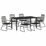 Garden Dining Set 7 pcs Black Powder-Coated Steel 3379174