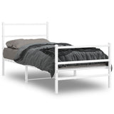 Metal Bed Frame without Mattress with Footboard White 90x190cm 355424