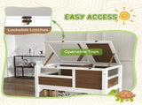 Wooden Tortoise House, with Shelter, Run, Shelf, Lamp Holder, Tray - Brown T3398P350000