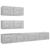 ZNTS 4 Piece TV Cabinet Set Concrete Grey Engineered Wood 3079131