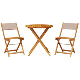Bistro Set Taupe, Wood Solid acacia wood, polyester fabric Medium 3281846