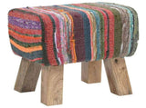 Bench 40 x 30 x 45 cm Real Leather Multicolour 42042103