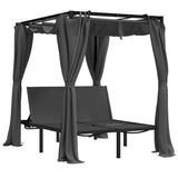 Sun Lounger With Curtains Anthracite Powder-coated steel, fabric 313930