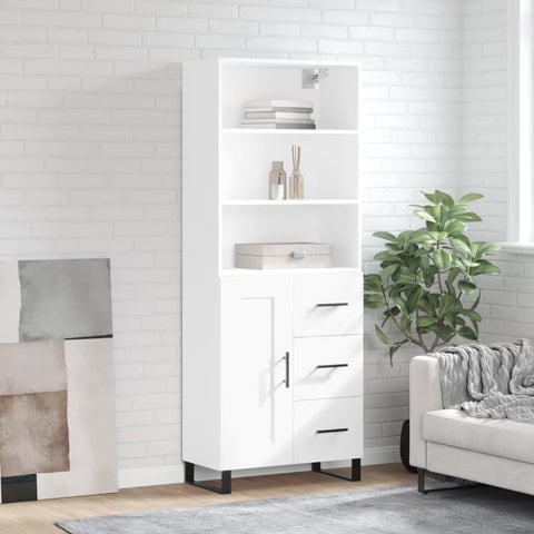 Highboard White 69.5x34x180 cm Engineered Wood 3190045