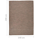 Outdoor Flatweave Rug 140x200 cm Brown 340789