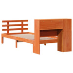 ZNTS Bookcase Bed without Mattress Wax Brown 90x190 cm Single Solid Wood Pine 3322738