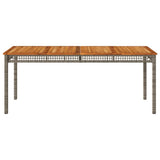 Garden Table Grey 180x90x75 cm Poly Rattan Acacia Wood 366280