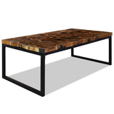 Coffee Table Black and Brown Teak Wood and Resin 110x60x40 cm 244551